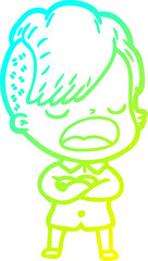 cold gradient line drawing cartoon cool hipster girl talking