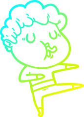 cold gradient line drawing cartoon man singing
