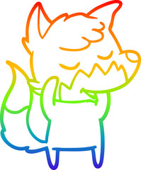 rainbow gradient line drawing friendly cartoon fox