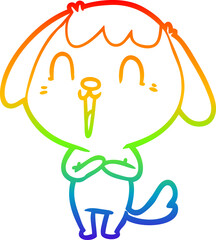 rainbow gradient line drawing cute cartoon dog