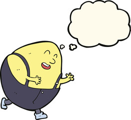 cartoon humpty dumpty egg character with thought bubble