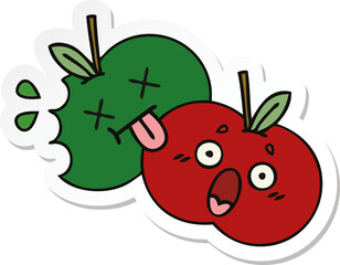 sticker of a cute cartoon juicy apple