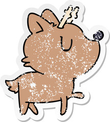 distressed sticker cartoon of  kawaii cute deer