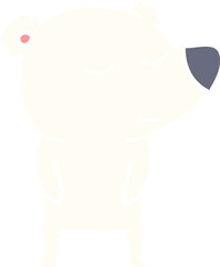 happy flat color style cartoon polar bear