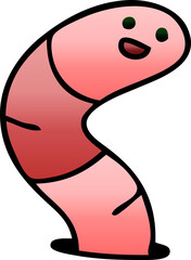 quirky gradient shaded cartoon worm
