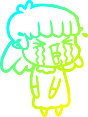 cold gradient line drawing cartoon woman