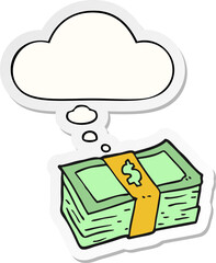 cartoon cash and thought bubble as a printed sticker