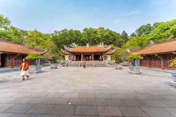Aerial view of Hung King Temple, Phu Tho Province, Vietnam. On the traditional festival day.