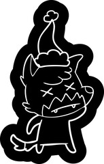 cartoon icon of a dead fox wearing santa hat