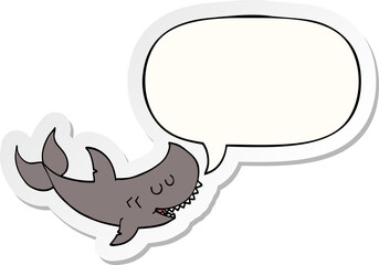 cartoon shark and speech bubble sticker