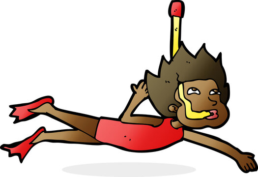 cartoon diver in red suit swimming clip art preview