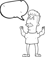 speech bubble cartoon celebrating man