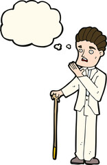 cartoon shocked gentleman with thought bubble