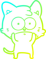 cold gradient line drawing cartoon nervous cat