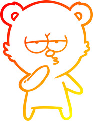 warm gradient line drawing bored polar bear cartoon