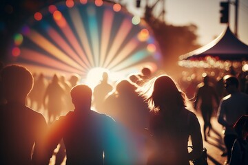 Joyful Chaos: Urban Fair's Energetic Crowd. Ai generative