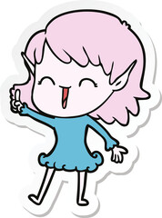 sticker of a cartoon elf girl