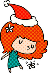 christmas cartoon of kawaii girl