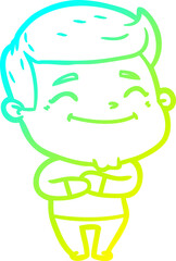 cold gradient line drawing happy cartoon man