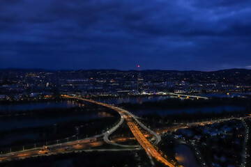 Fototapeta na wymiar Illuminated night view of Vienna.