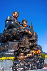 Beautiful view from Fansipan mountain with a Buddhistic temple. Sa Pa, Lao Cai Province, Vietnam.