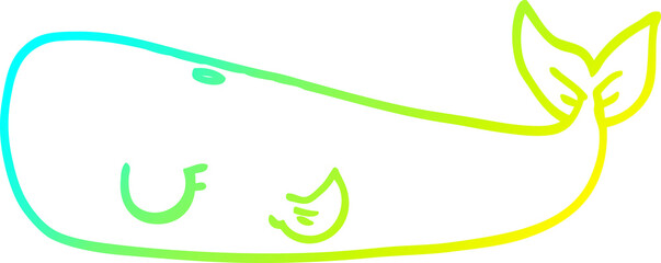 Fototapeta premium cold gradient line drawing cartoon whale
