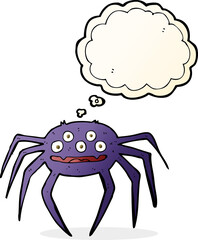 cartoon halloween spider with thought bubble