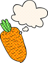 cartoon vegetable and thought bubble in comic book style