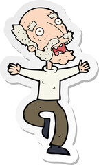 sticker of a cartoon old man having a fright