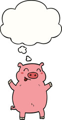 cartoon pig and thought bubble