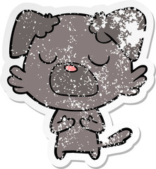 distressed sticker of a cartoon dog