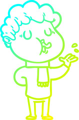 cold gradient line drawing cartoon man singing