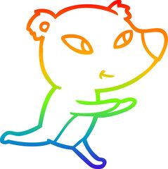 rainbow gradient line drawing cute cartoon bear