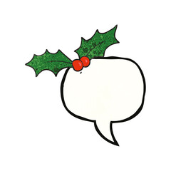 speech bubble textured cartoon christmas holly