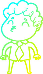 cold gradient line drawing cartoon man pouting
