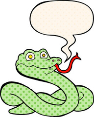 cartoon snake and speech bubble in comic book style