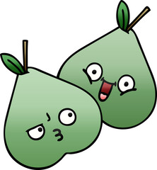 gradient shaded cartoon green pears