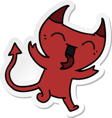 sticker cartoon of cute kawaii red demon