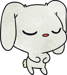 textured cartoon of cute kawaii bunny