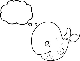 thought bubble cartoon happy whale