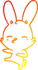 warm gradient line drawing curious bunny cartoon