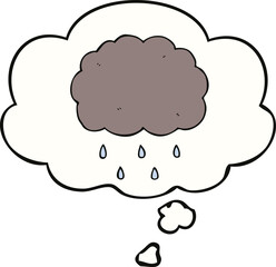cartoon cloud raining and thought bubble