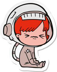Obraz premium sticker of a cartoon astronaut woman