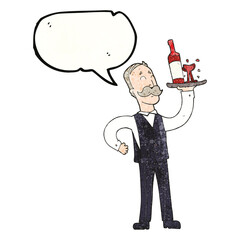 speech bubble textured cartoon waiter