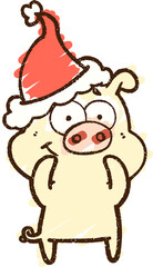 Christmas Pig Chalk Drawing