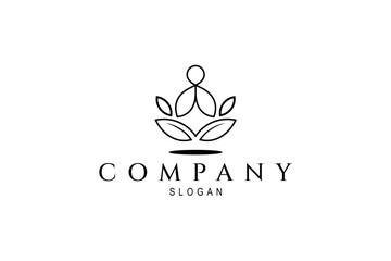 yoga health logo with a blend of leaves that seems balanced and natural