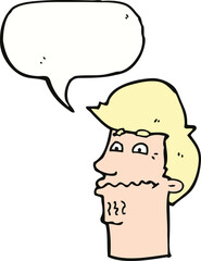 cartoon nervous man with speech bubble
