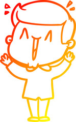 warm gradient line drawing cartoon excited man