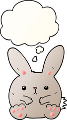 cartoon rabbit and thought bubble in smooth gradient style