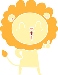 laughing lion flat color style cartoon